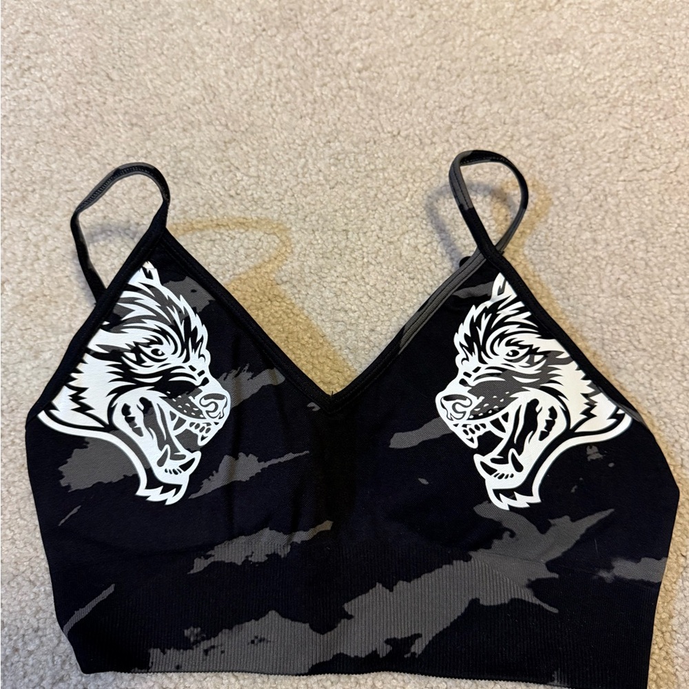 Darc Sport Black and Gray Graphic Sports Bra